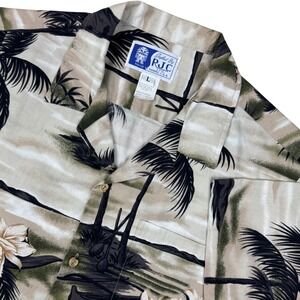 Vintage RJC Hawaiian Shirt Mens Large Palm Tree Tropical Floral Aloha Hawaii USA